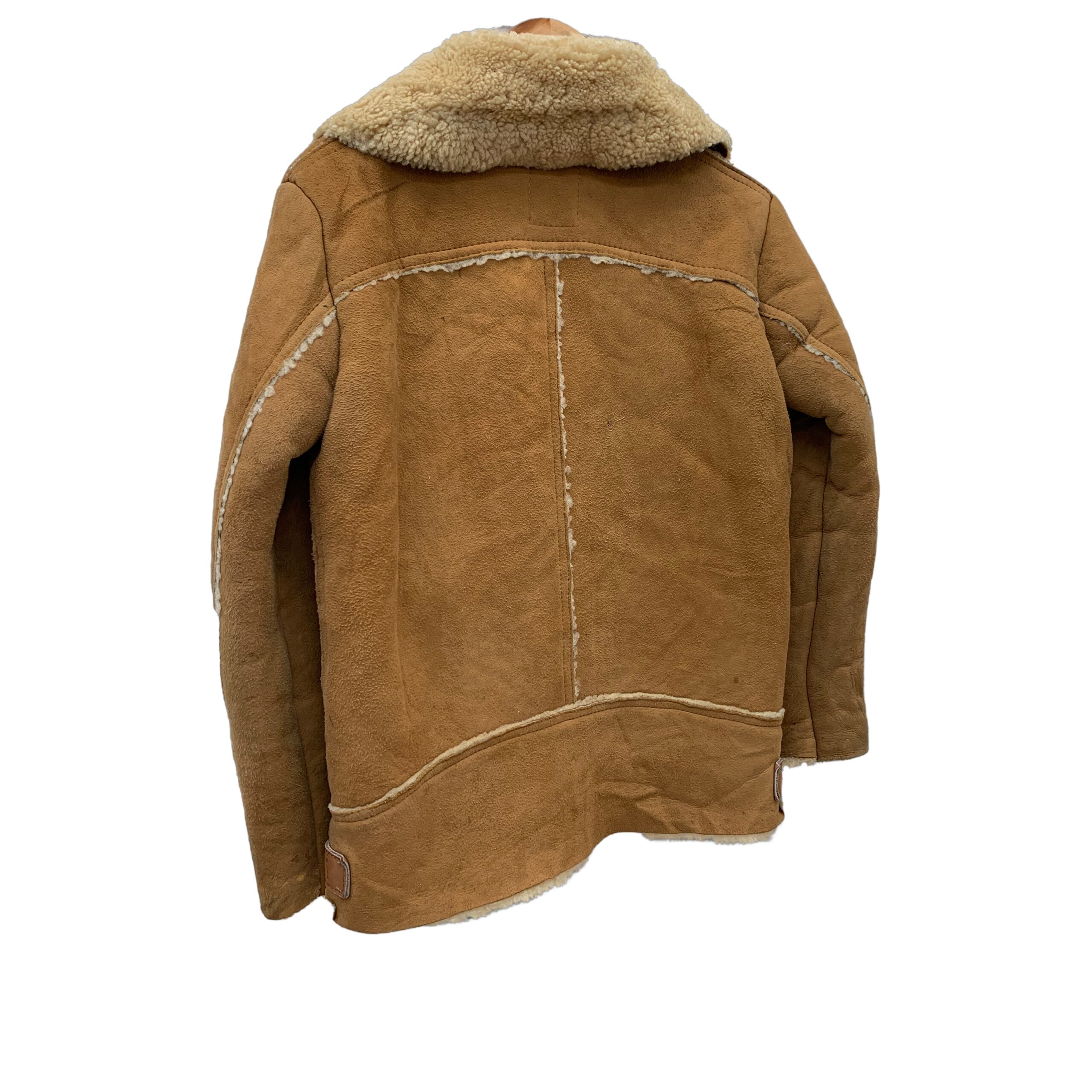 Shearling Brown Tan Aviator Jacket - Image 2